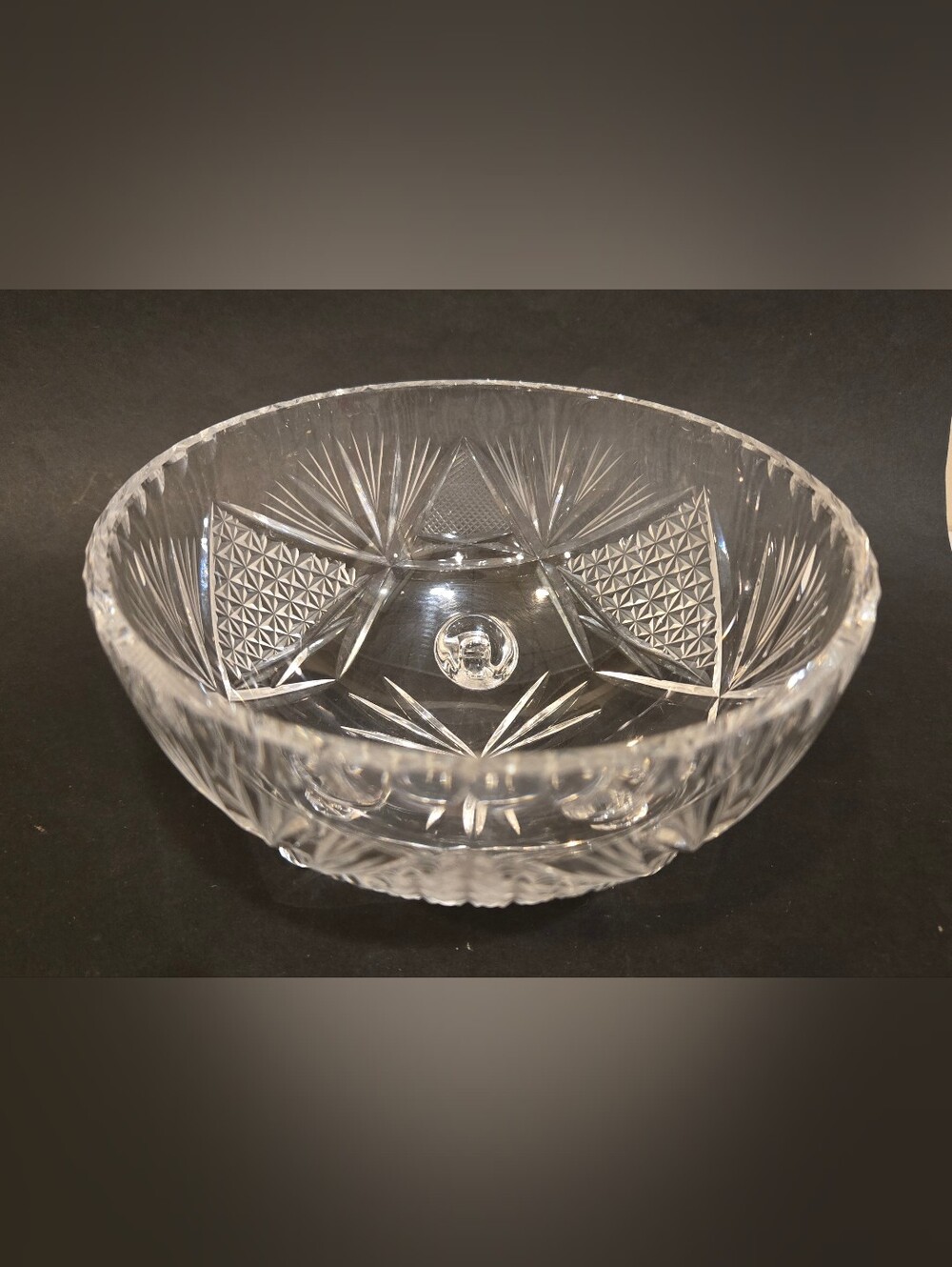 Vintage ABP Crystal Cut Glass Footed Serving Bowl - Clear